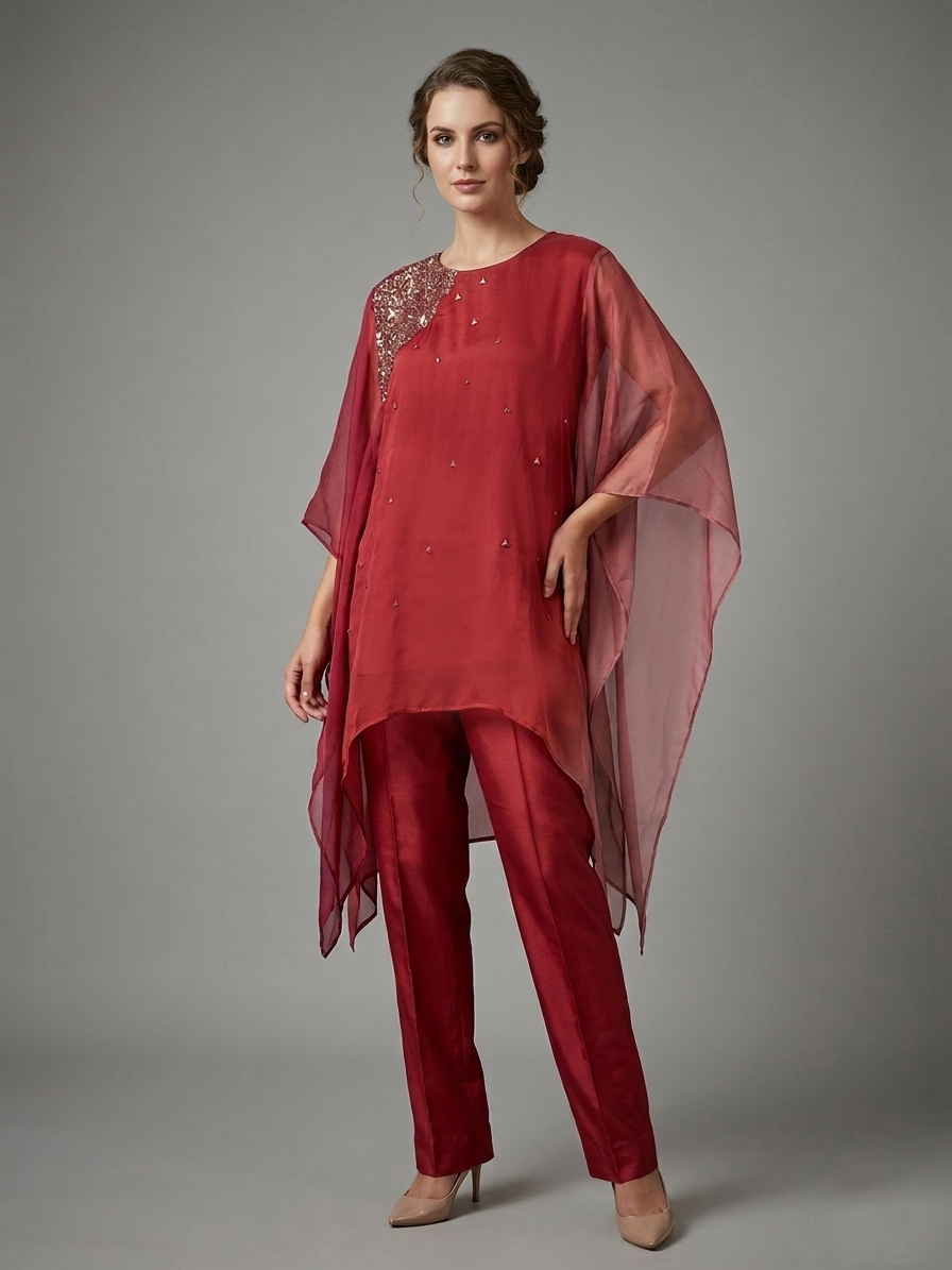 The crimson ombre kaftan set