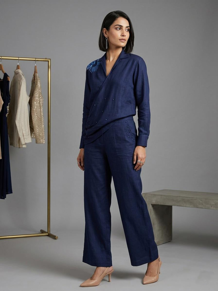 Midnight bloom wrap co-ord set