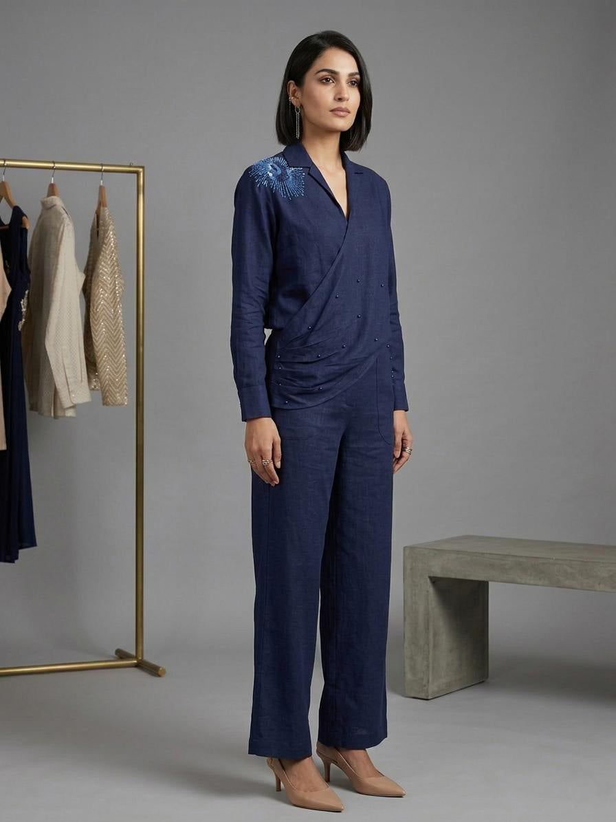 Midnight bloom wrap co-ord set