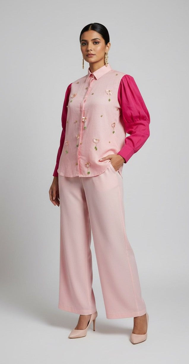 Rose puff shirt co-ord set
